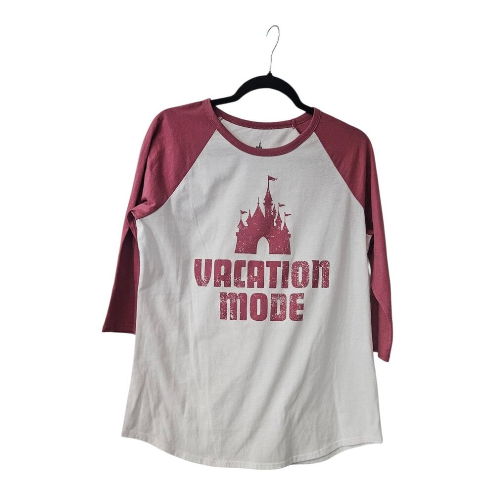 Disney Parks Fantasyland Castle "Vacation Mode" T-Shirt Raglan Sleeves Womens LG